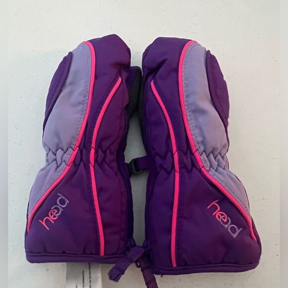 Head Jr Zippered Side Ski Mittens Purple Pink Snow Girls Sz XS Age 2 to 4 - Picture 1 of 5